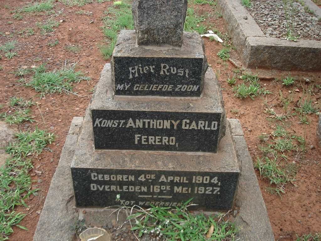 FERERO Anthony Carlo 1904-1927