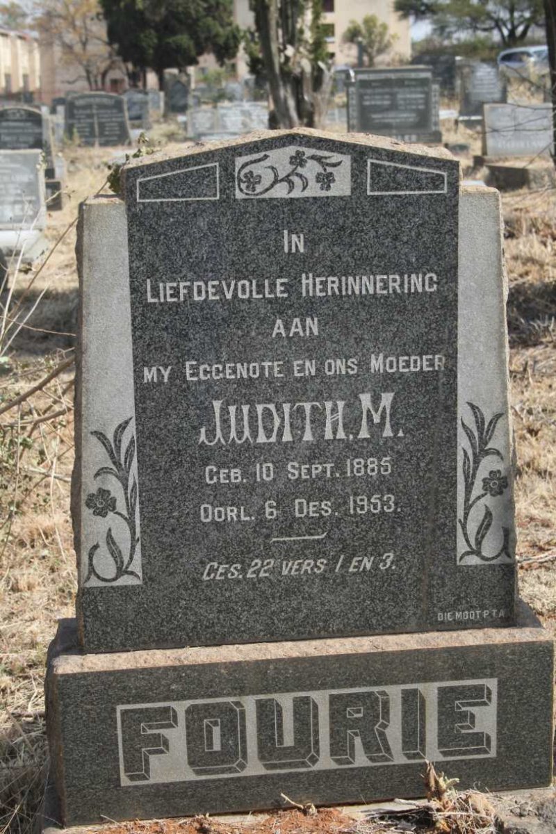FOURIE Judith M. 1885-1953