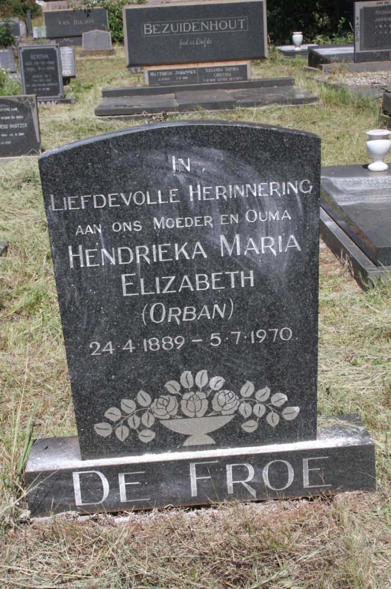 FROE Hendrieka Maria Elizabeth, de nee ORBAN 1889-1970