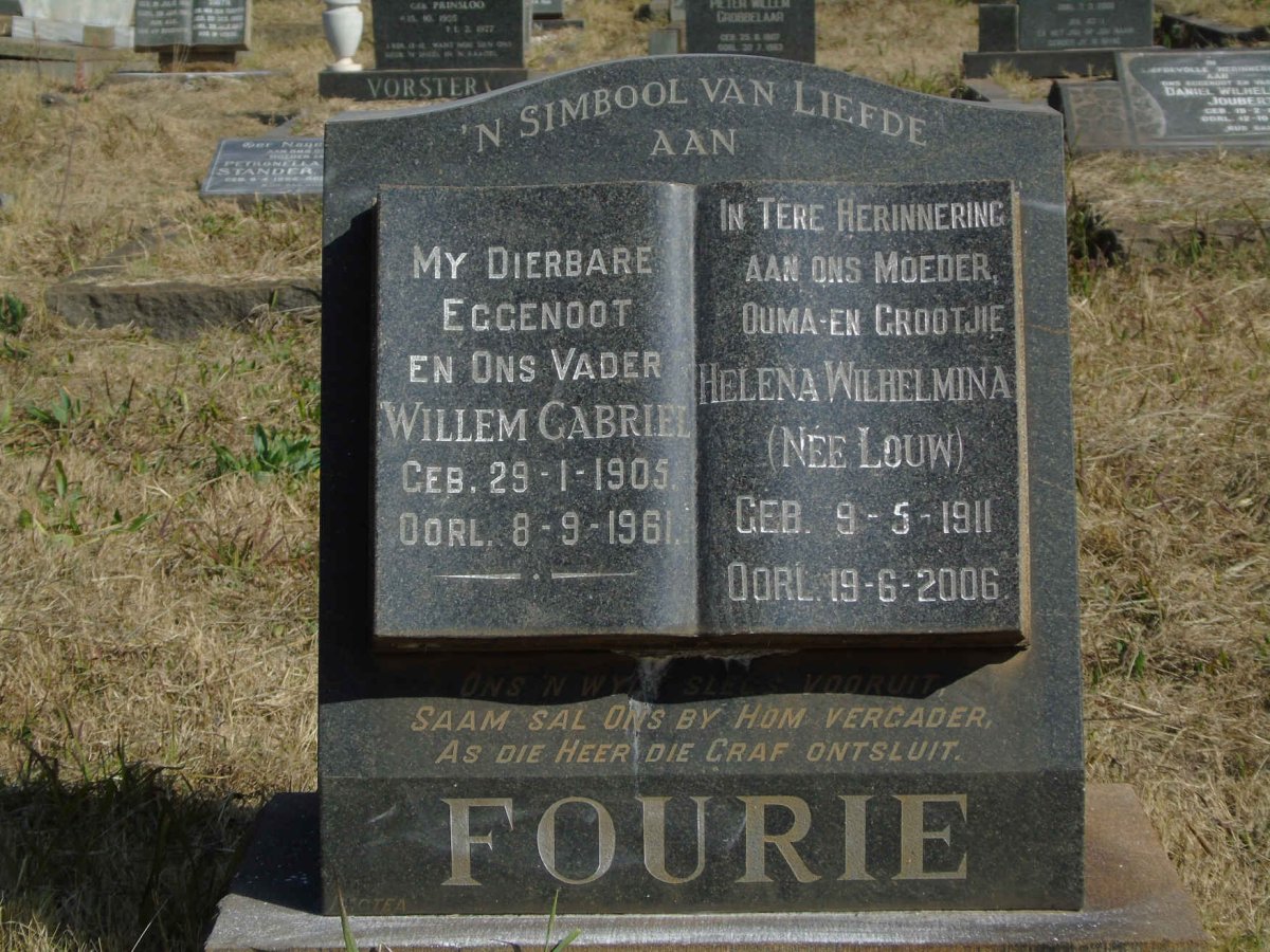 FOURIE Willem Gabriel 1905-1961 &amp; Helena Wilhelmina LOUW 1911-2006