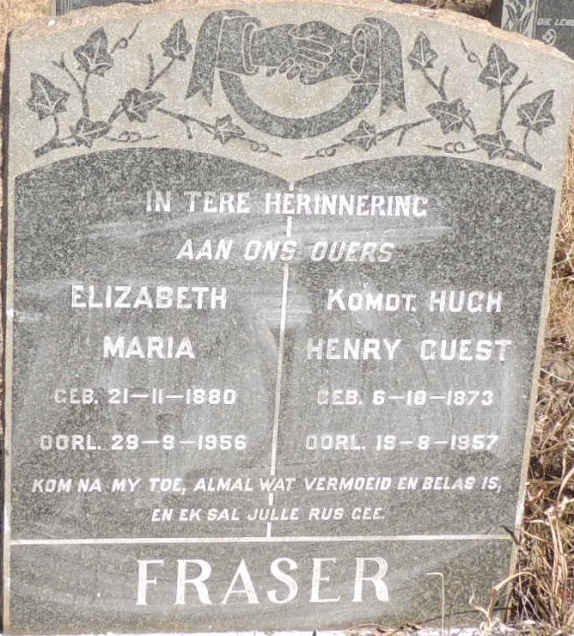 FRASER Hugh Henry Guest 1873-1957 & Elizabeth Maria 1880-1956