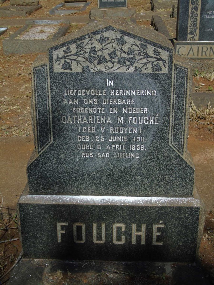 FOUCHE Cathariena M. nee V. ROOYEN 1911-1939