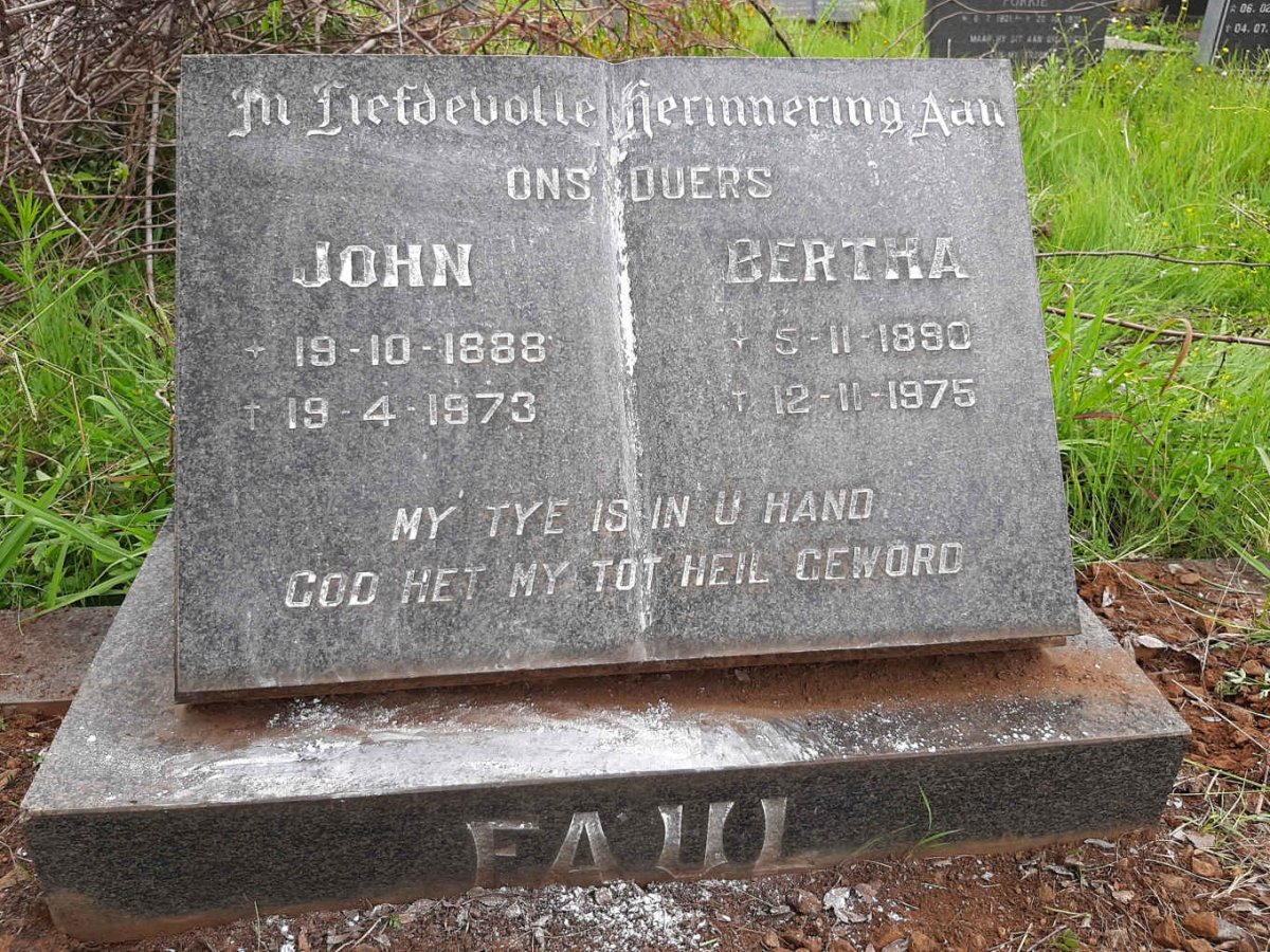 FAUL John 1888-1973 &amp; Bertha 1890-1975