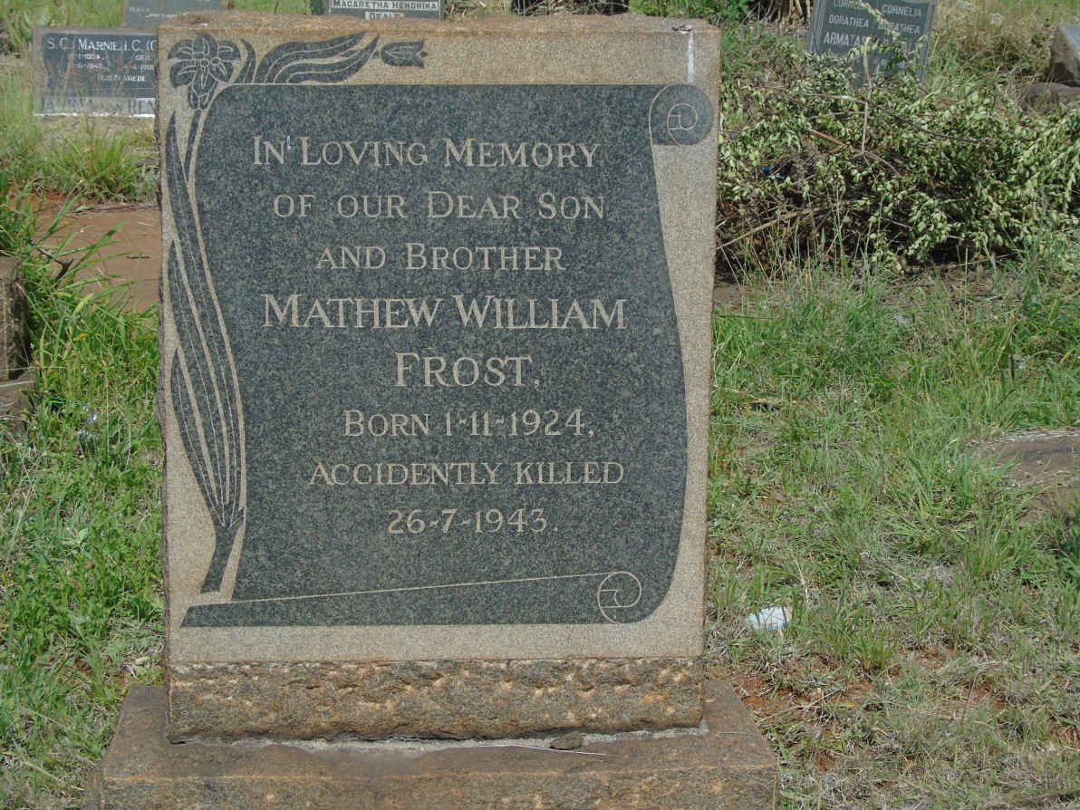 FROST Mathew W. 1924-1943