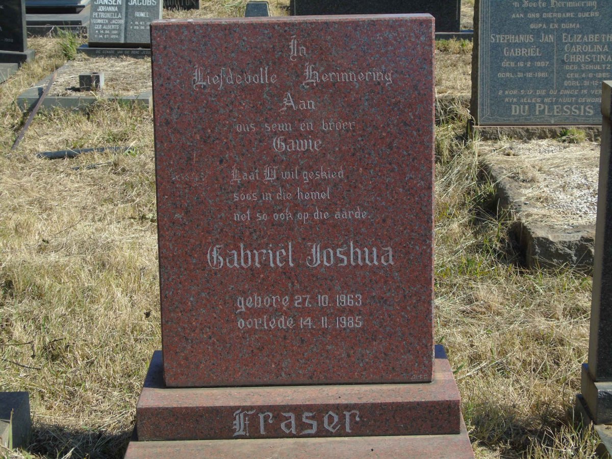 FRASER Gabriel Joshua 1963-1985