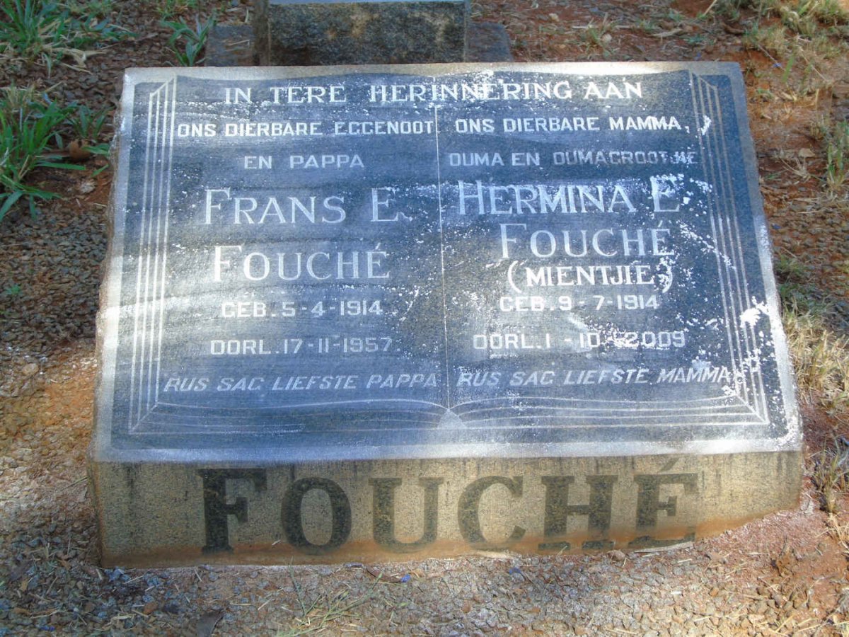 FOUCHE Frans E. 1914-1957 &amp; Hermina E. 1914-2009
