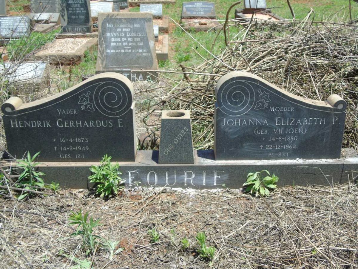 FOURIE Hendrik Gerhardus E. 1873-1949 & Johanna Elizabeth P. VILJOEN 1880-1964