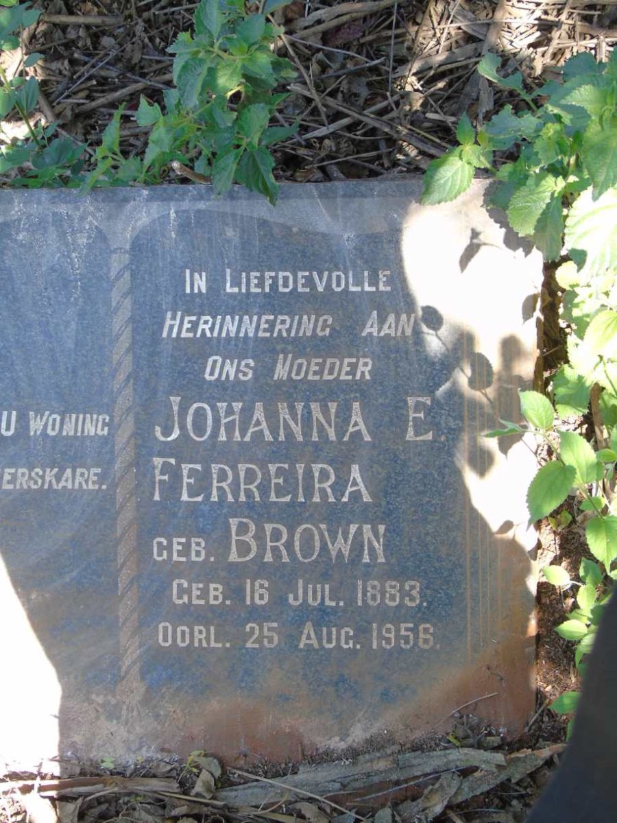FERREIRA Johanna E. nee BROWN 1883-1956