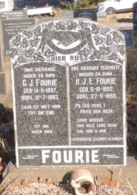 FOURIE G.J. 1897-1983 & H.J.E. 1892-1955