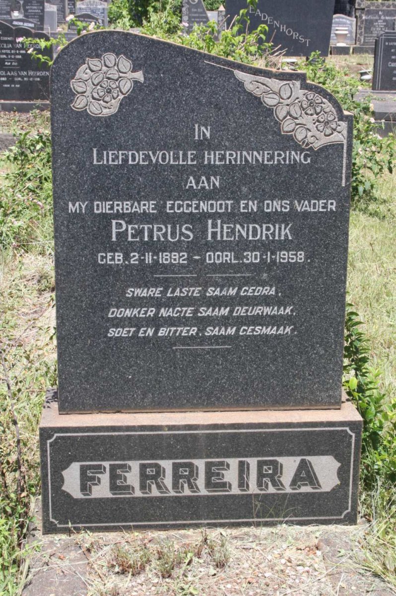 FERREIRA Petrus Hendrik 1882-1958