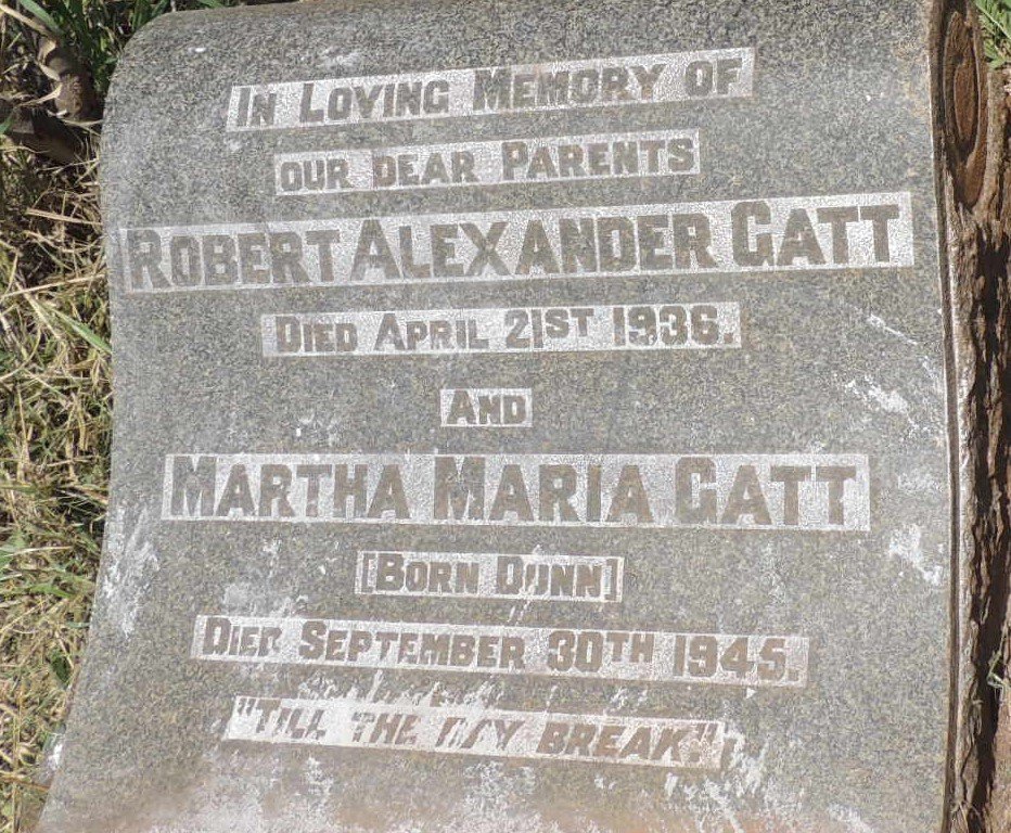 GATT Robert Alexander -1936 & Martha Maria DUNN -1945