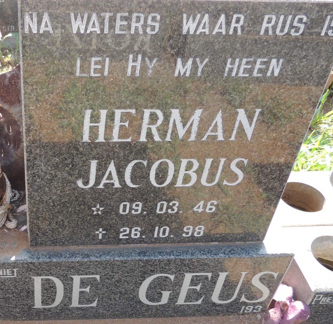 GEUS Herman Jacobus, de 1946-1998