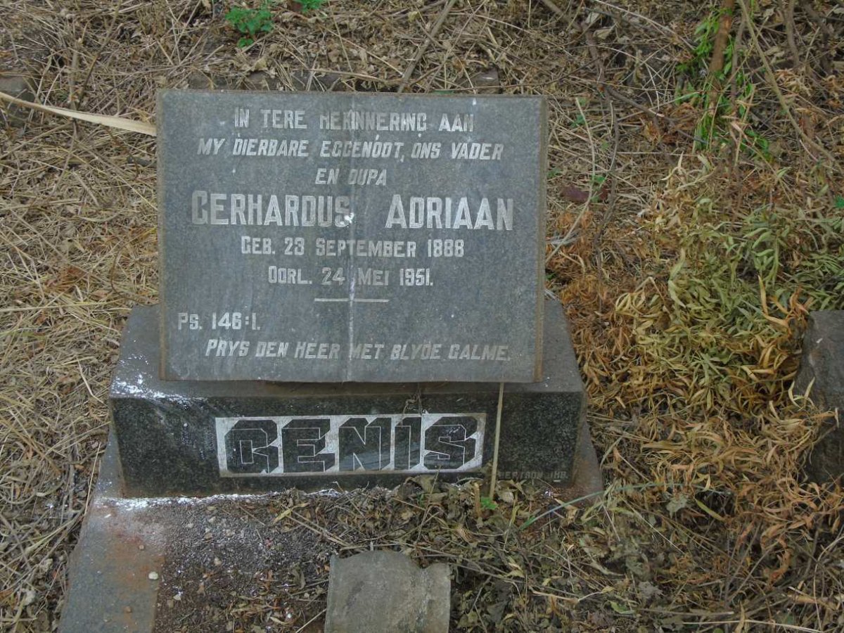 GENIS Gerhardus Adriaan 1888-1951