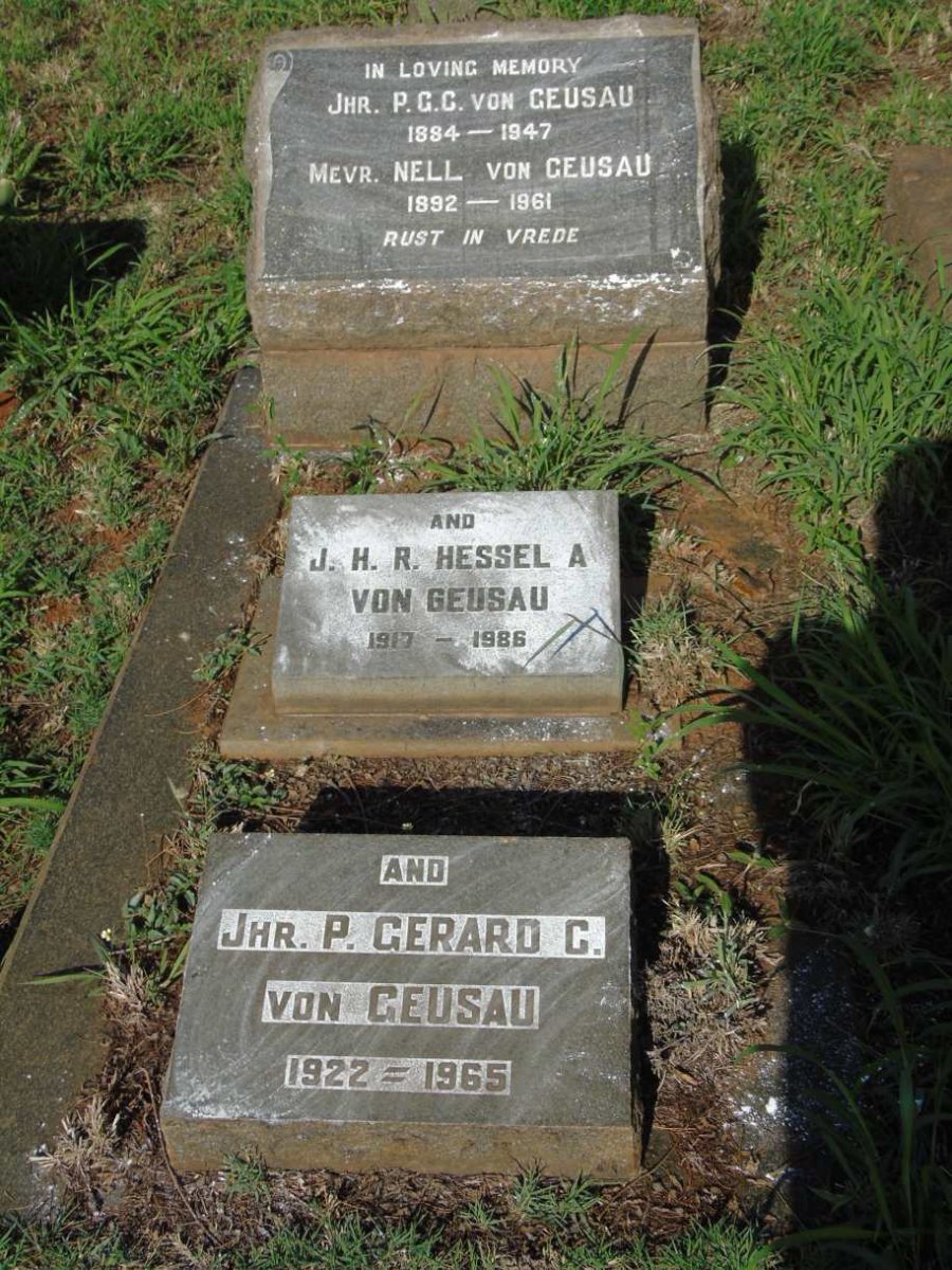 GEUSAU P.G.C., von 1884-1947 & Nell 1892-1961 :: VON GEUSAU Hessel A. 1917-1986 :: VON GEUSAU P. Gerard C. 1922-1965