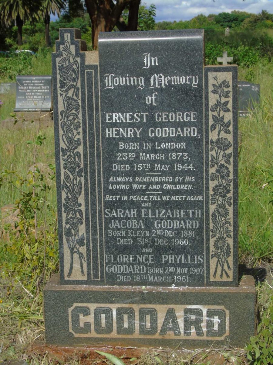 GODDARD Ernest George Henry 1873-1944 & Sarah Elizabeth Jacoba KLEYN 1881-1960 :: GODDARD Florence Phyllis 1907-1961