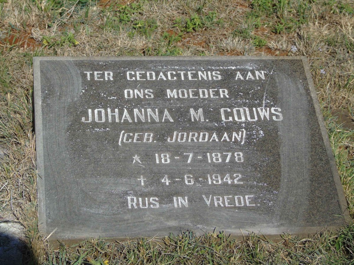 GOUWS Johanna M. nee JORDAAN 1878-1942