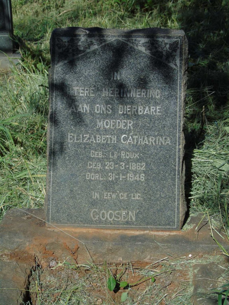 GOOSEN Elizabeth Catharina nee LE ROUX 1862-1946