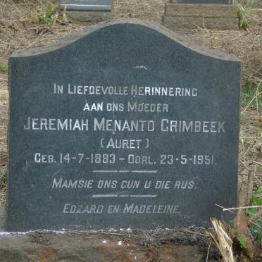 GRIMBEEK Jeremiah Menanto nee AURET 1883-1951
