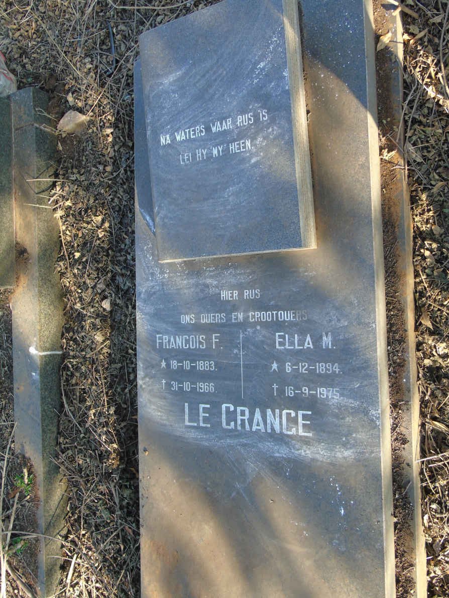 GRANGE Francois F., le 1883-1966 & Ella M. 1894-1975