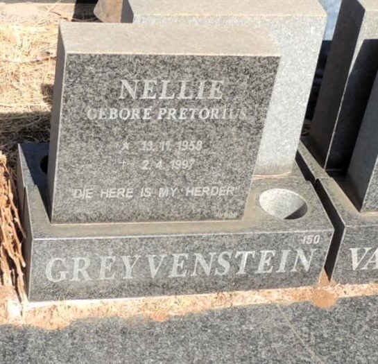 GREYVENSTEIN Nellie nee PRETORIUS 1958-1997