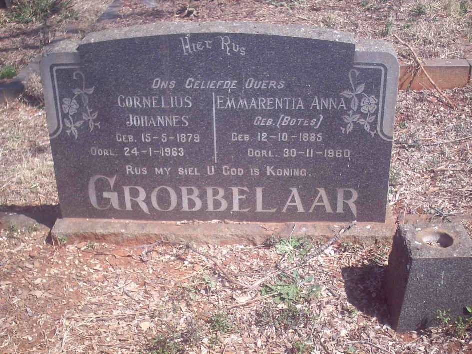 GROBBELAAR Cornelius Johannes 1879-1963 &amp; Emmarentia Anna BOTES 1885-1960