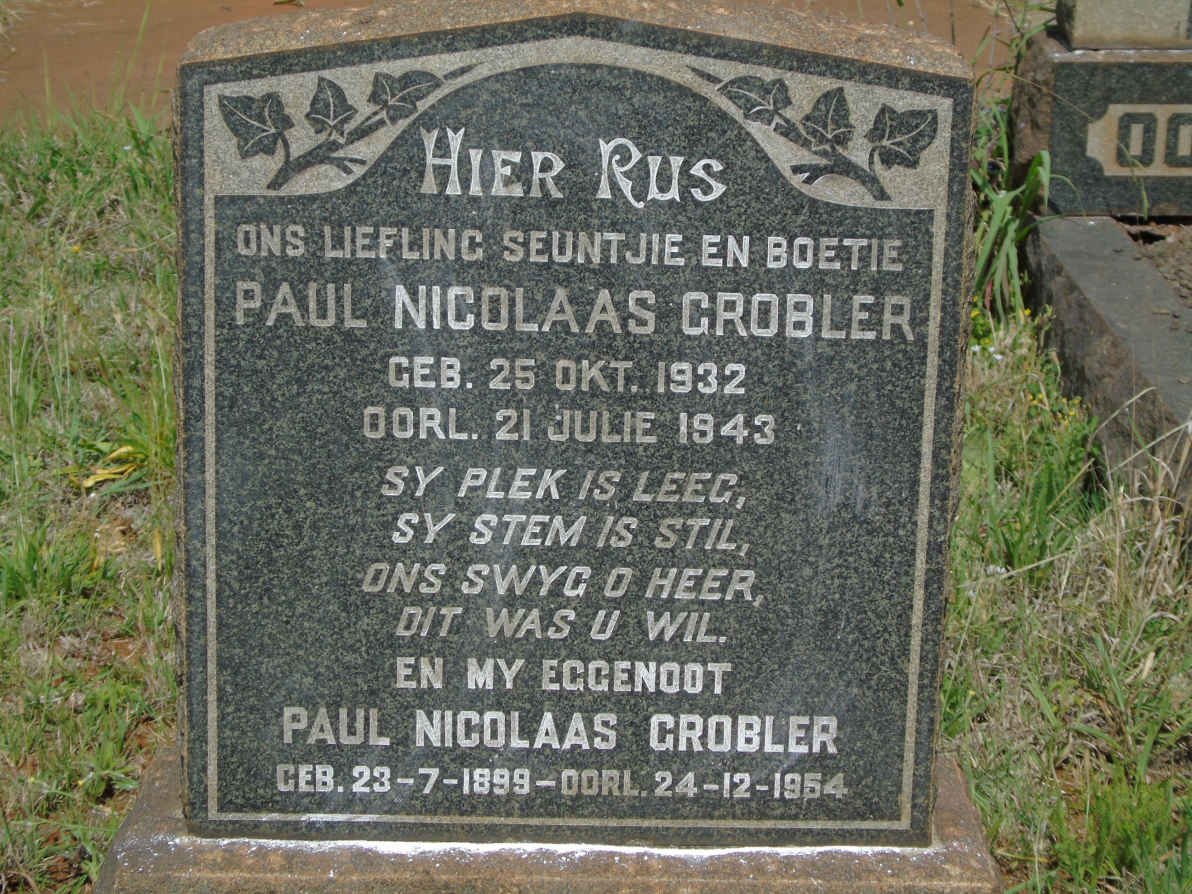 GROBLER Paul Nicolaas 1899-1954 :: GROBLER Paul Nicolaas 1932-1943