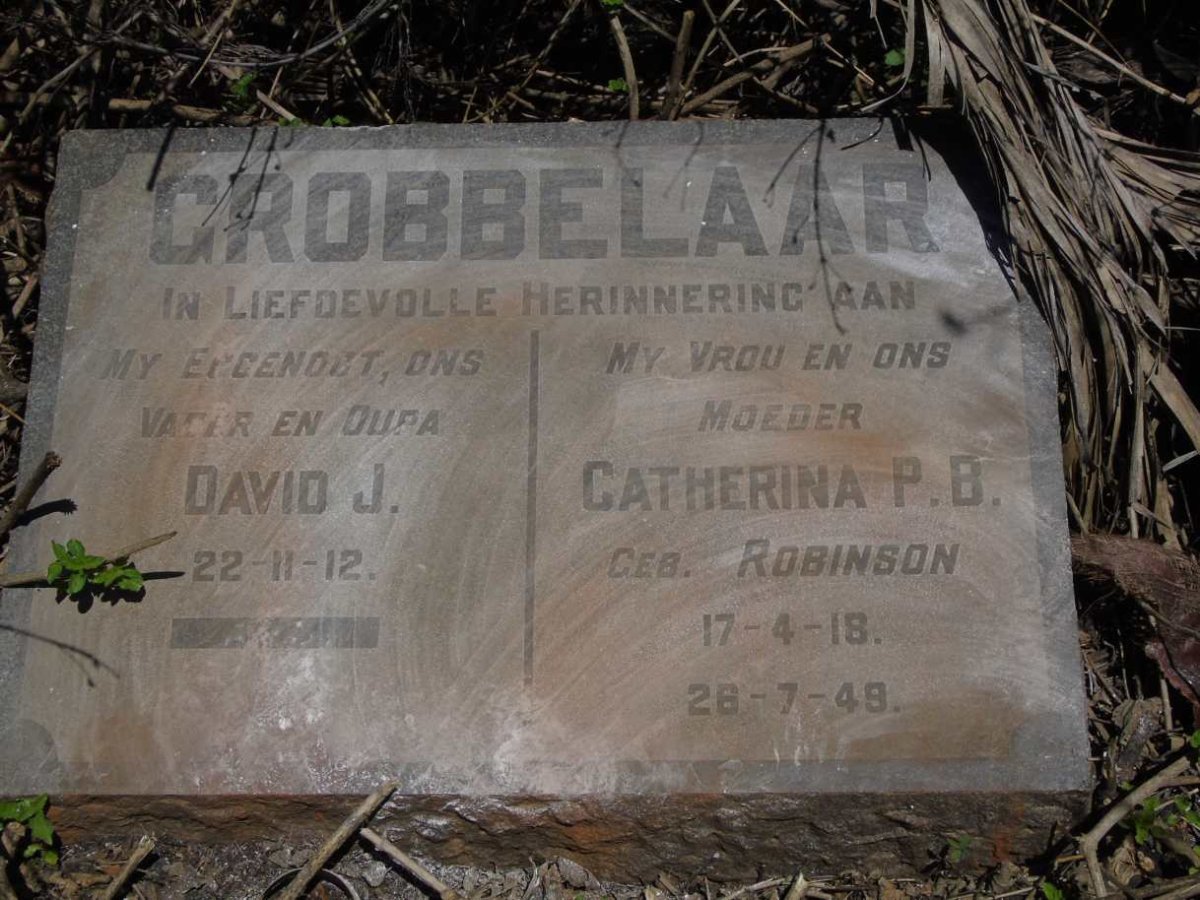 GROBBELAAR David J. 1912- & Catherina P.B. ROBINSON 1918-1949