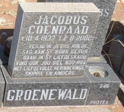GROENEWALD Jacobus Coenraad 1937-2002