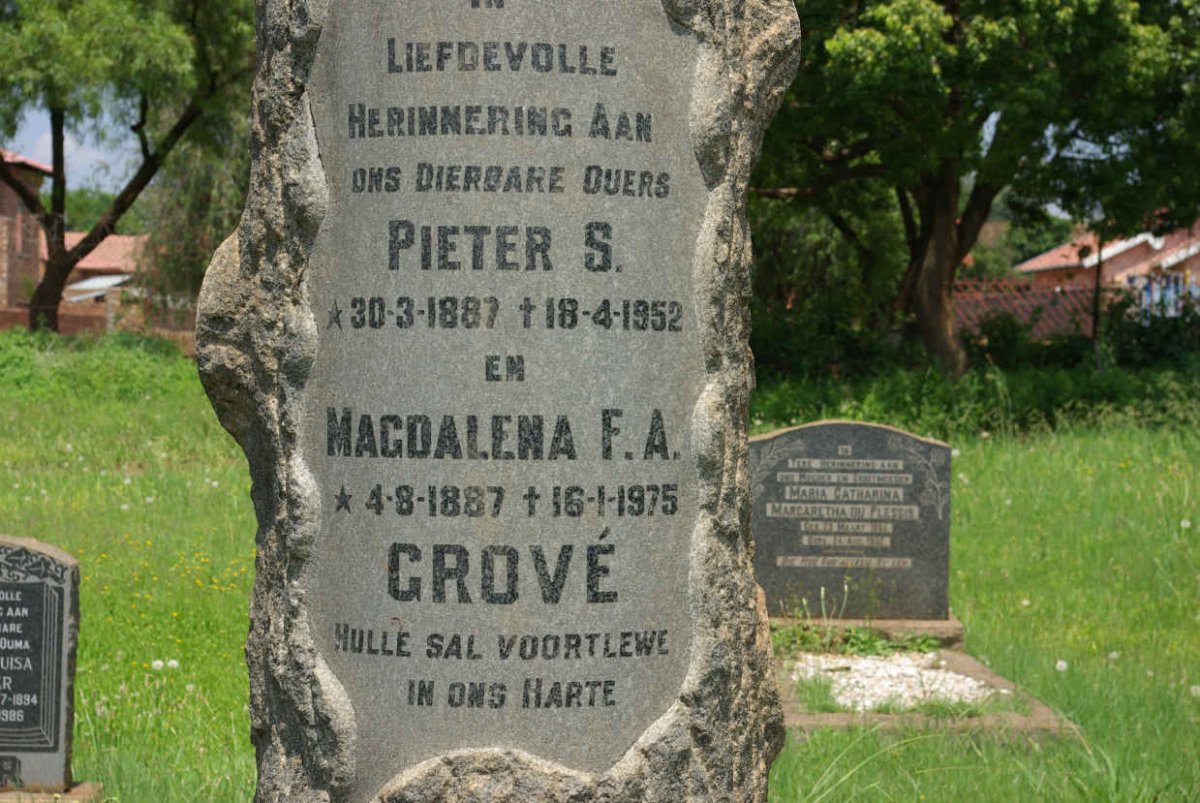 GROVE Pieter S. 1887-1952 &amp; Magdalena F.A. 1887-1975