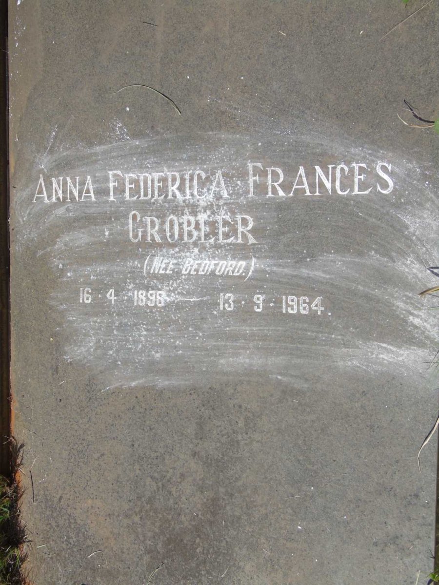 GROBLER Anna Frederica Frances nee BEDFORD 1898-1964