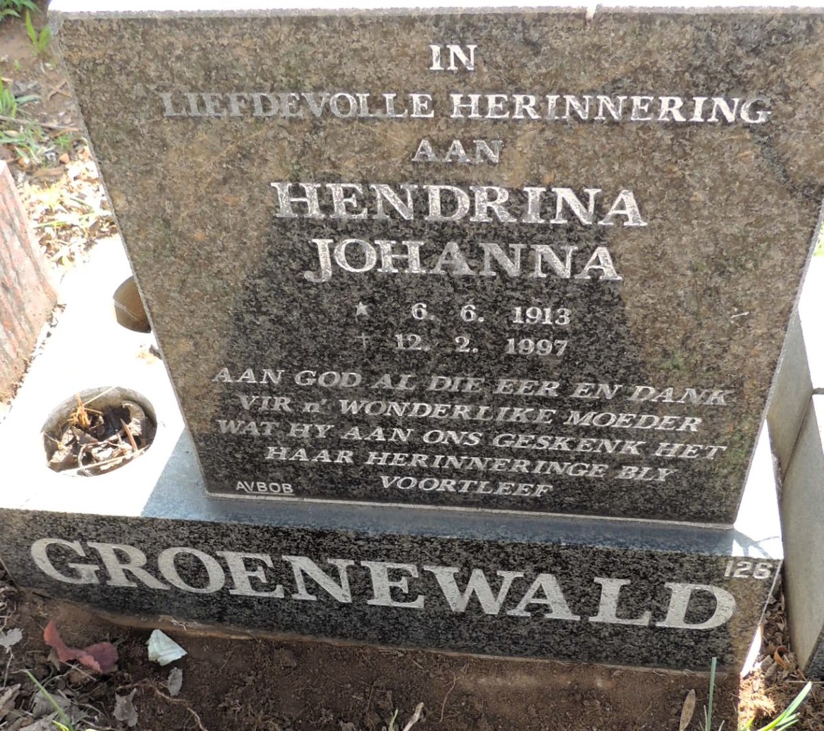 GROENEWALD Hendrina Johanna 1913-1997