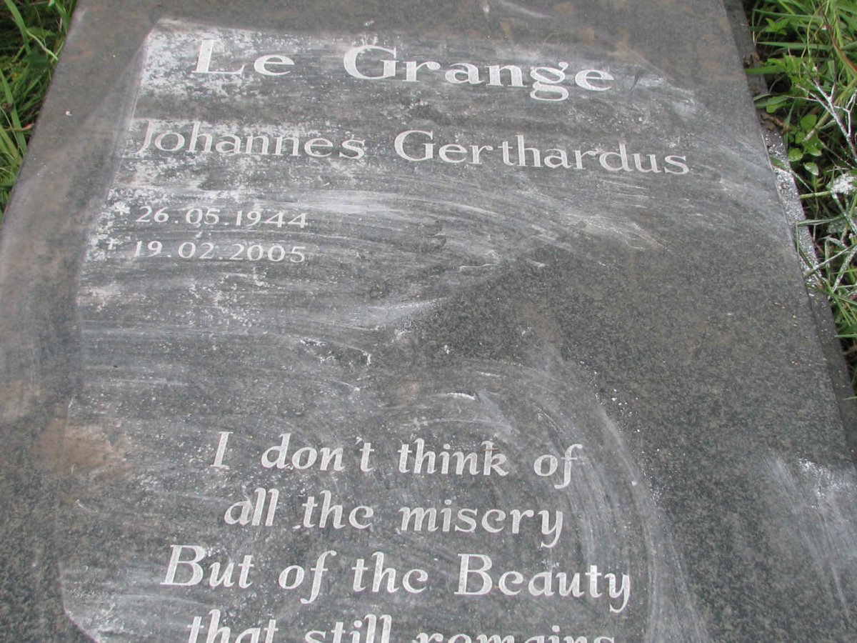 GRANGE Johannes Gerthardus, le 1944-2005