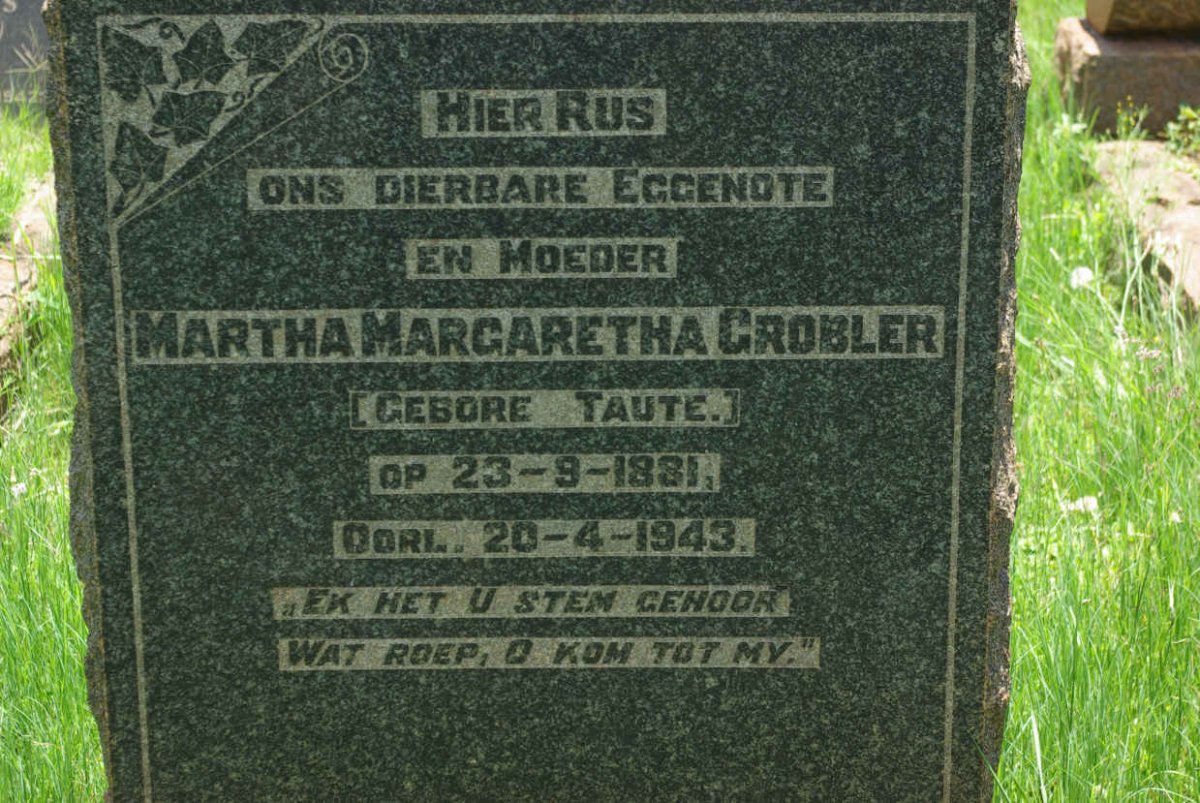 GROBLER Martha Margaretha nee TAUTE 1881-1943