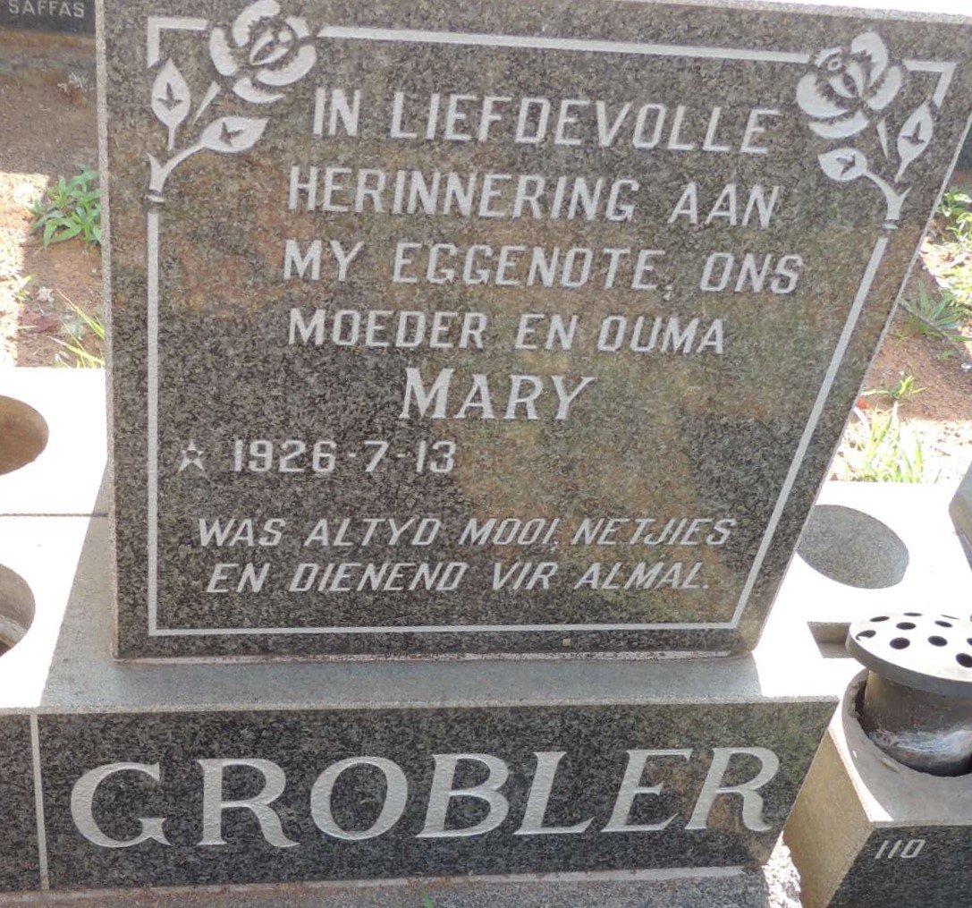 GROBLER Mary 1926- 