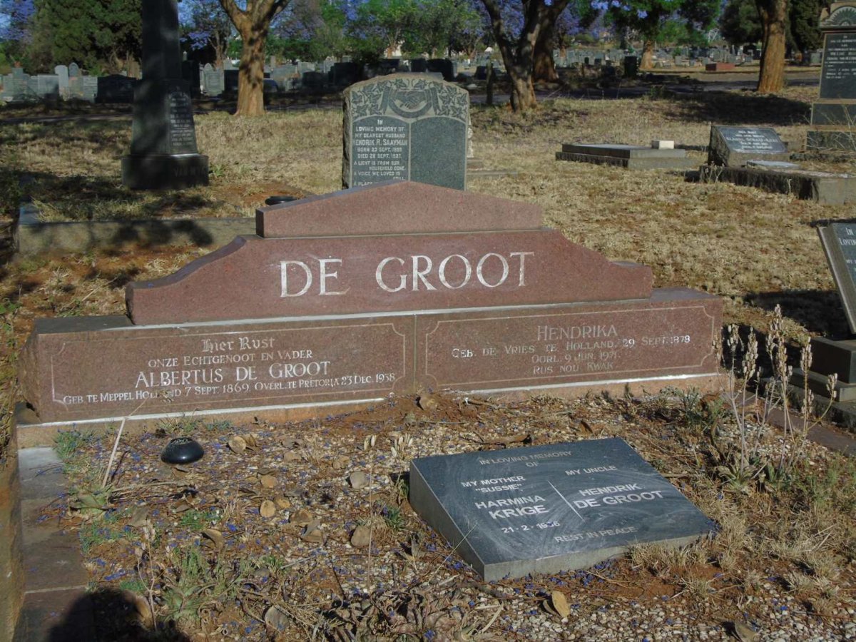 GROOT Albertus, de 1869-1938 & Hendrika DE VRIES 1878-1971 :: KRIGE Harmina -1986 :: DE GROOT Henrik