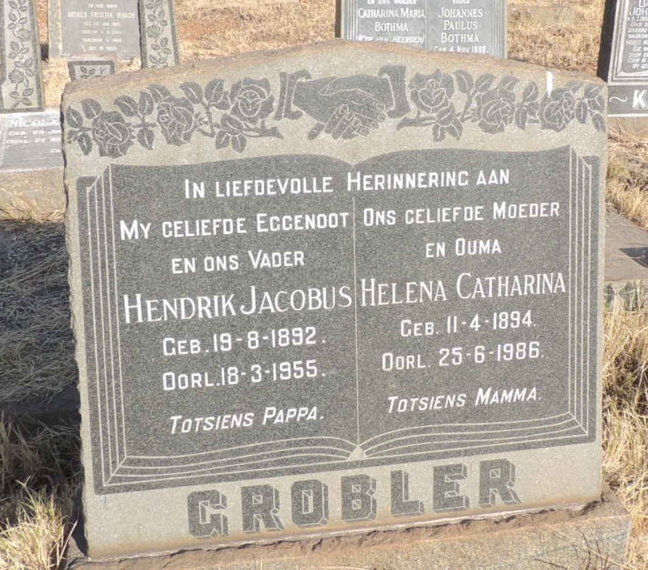 GROBLER Hendrik Jacobus 1892-1955 & Helena Catharina 1894-1986