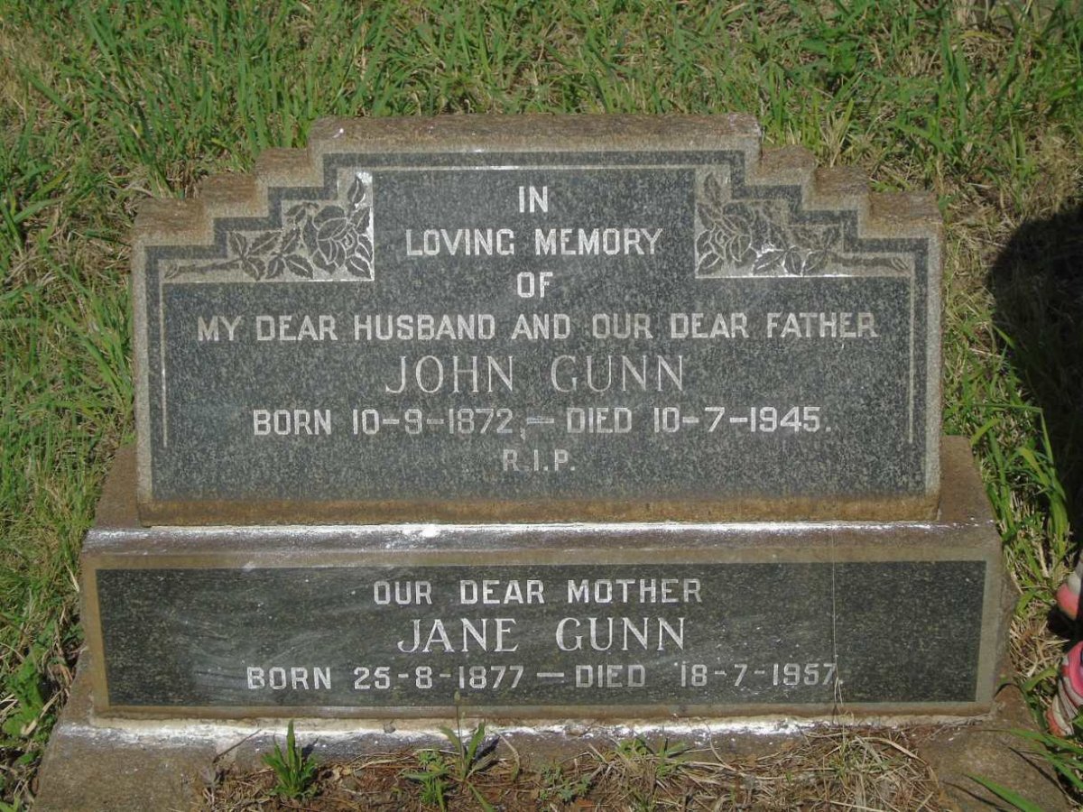 GUNN John 1872-1945 & Jane 1877-1957