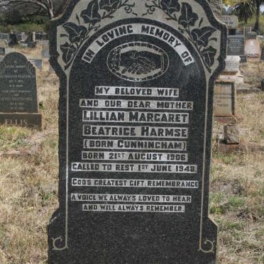 HARMSE Lillian Margaret Beatrice nee CUNNINGHAM 1906-1948