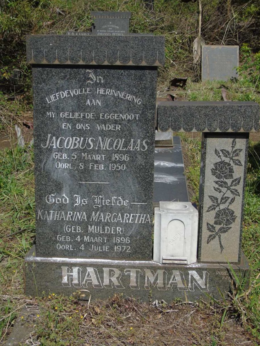 HARTMAN Jacobus Nicolaas 1896-1950 & Katharina Margaretha MULDER 1896-1972