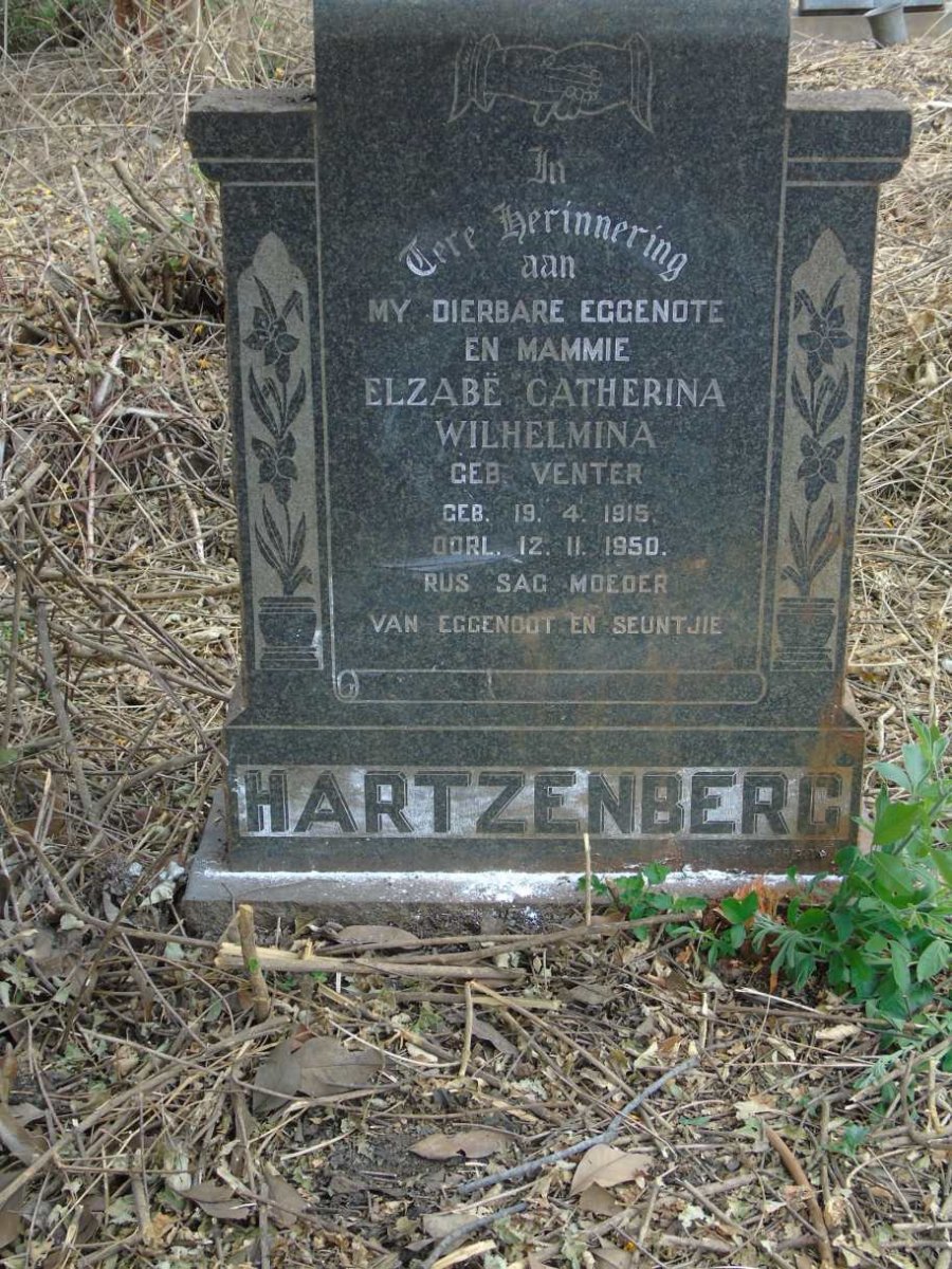 HARTZENBERG Elzabe Catherina Wilhelmina nee VENTER 1915-1950