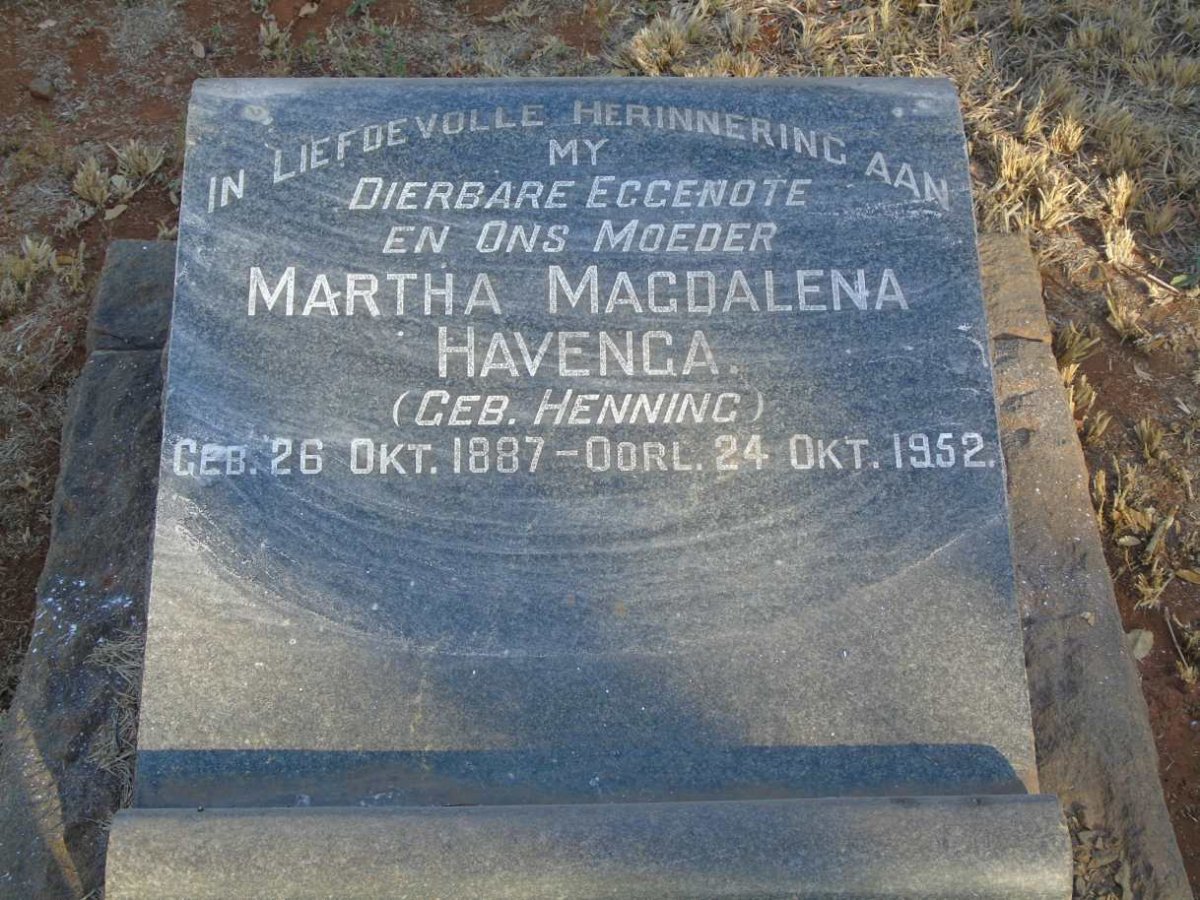 HAVENGA Martha Magdalena nee HENNING 1887-1952