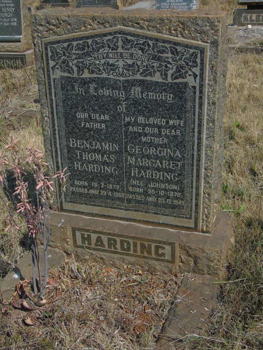 HARDING Benjamin Thomas 1873-1960 &amp; Georgina Margaret JOHNSON 1878-1949