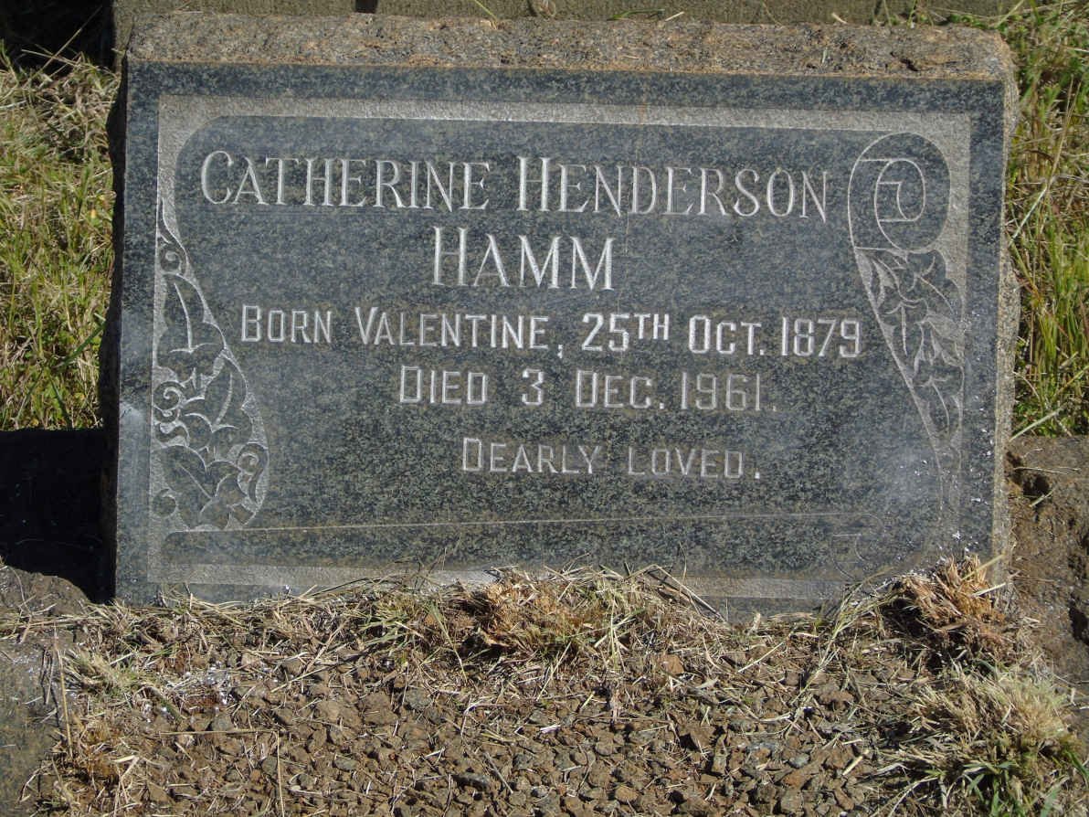 HAMM Catherine Henderson nee VALENTINE 1879-1961