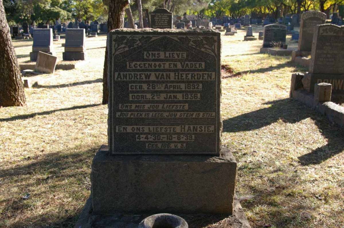 HEERDEN Andrew, van 1892-1936 :: ? Hansie 1930-1939