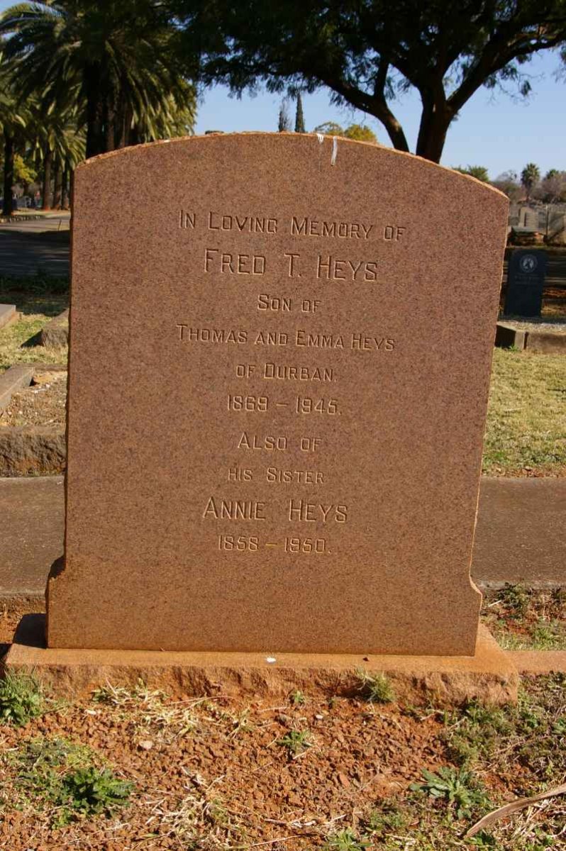 HEYS Fred T. 1869-1945 :: HEYS Annie 1858-1950