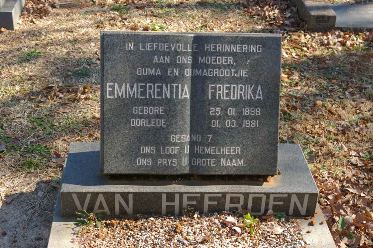 HEERDEN Emmerentia Fredrika, van 1898-1981