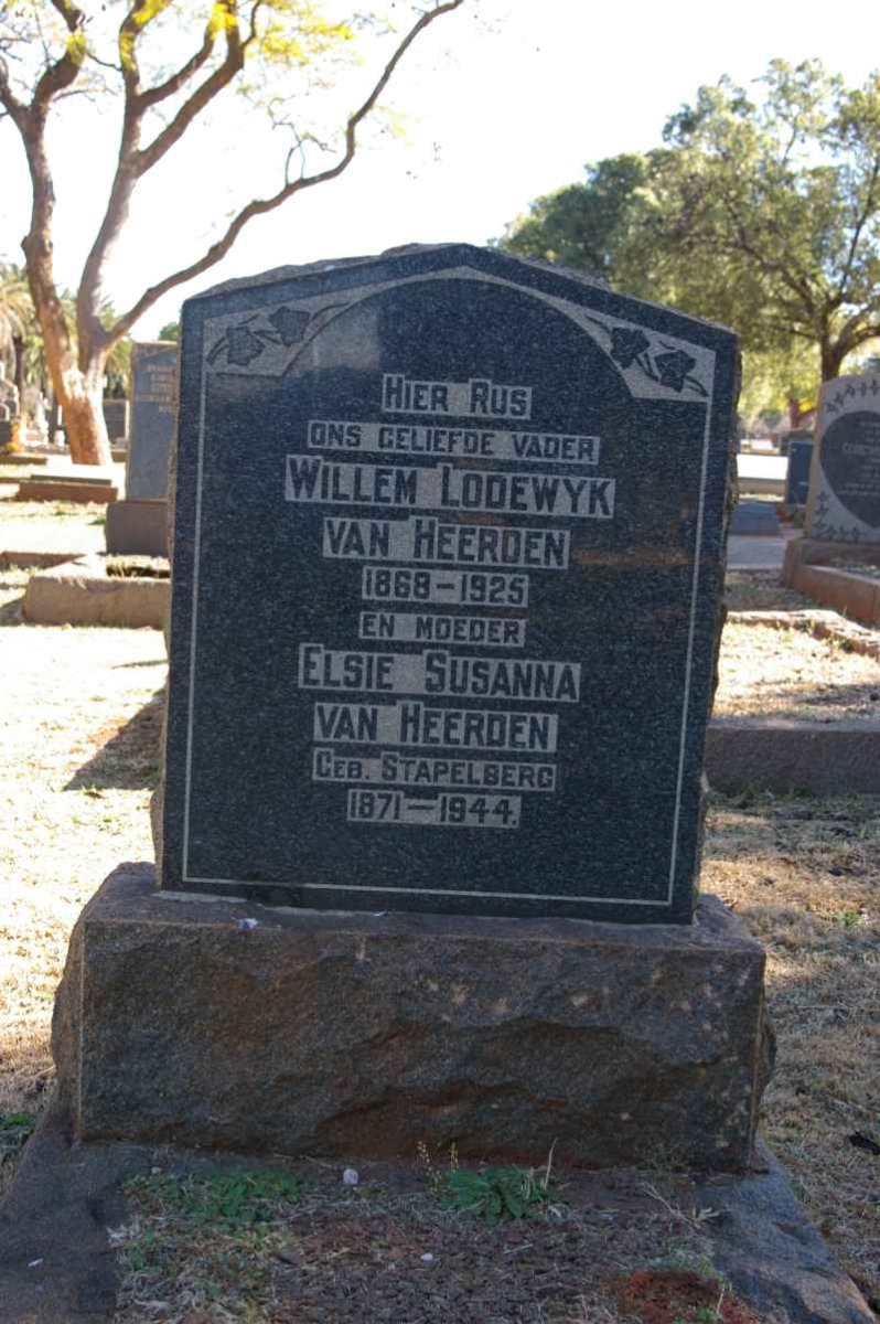 HEERDEN Willem Lodewyk, van 1868-1925 &amp; Elsie Susanna STAPELBERG 1871-1944
