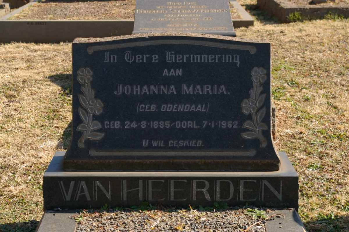 HEERDEN Johanna Maria, van nee ODENDAAL 1885-1962