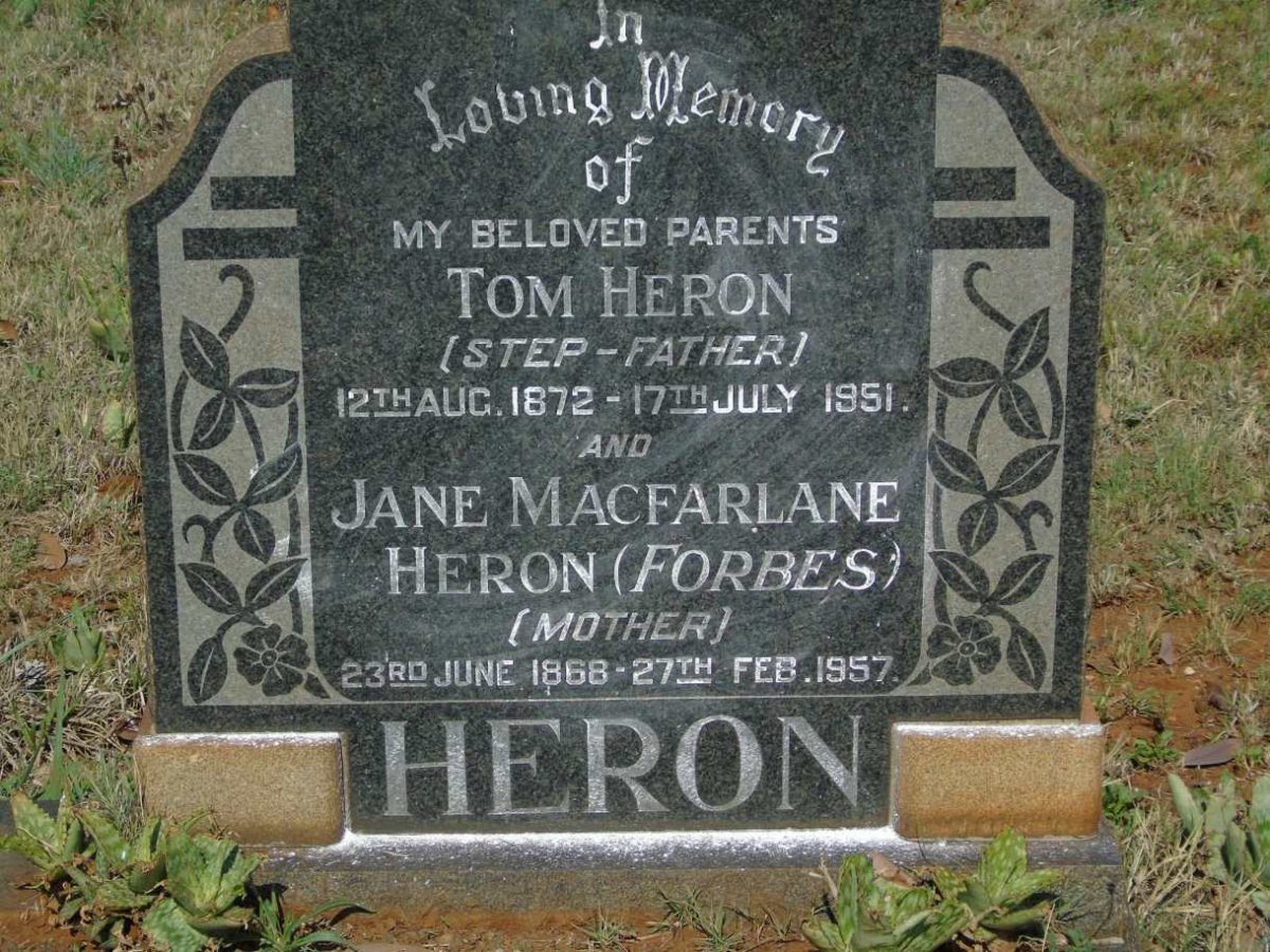 HERON Tom 1872-1951 & Jane Macfarlane FORBES 1868-1957