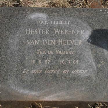 HEEVER Hester Wepener, van den nee DE VILLIERS 1897-1954